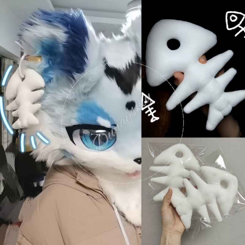Fishbones Cosplay Prop - Peluş Kılçık Anahtarlık Fursuit Cosplay Aksesuarı