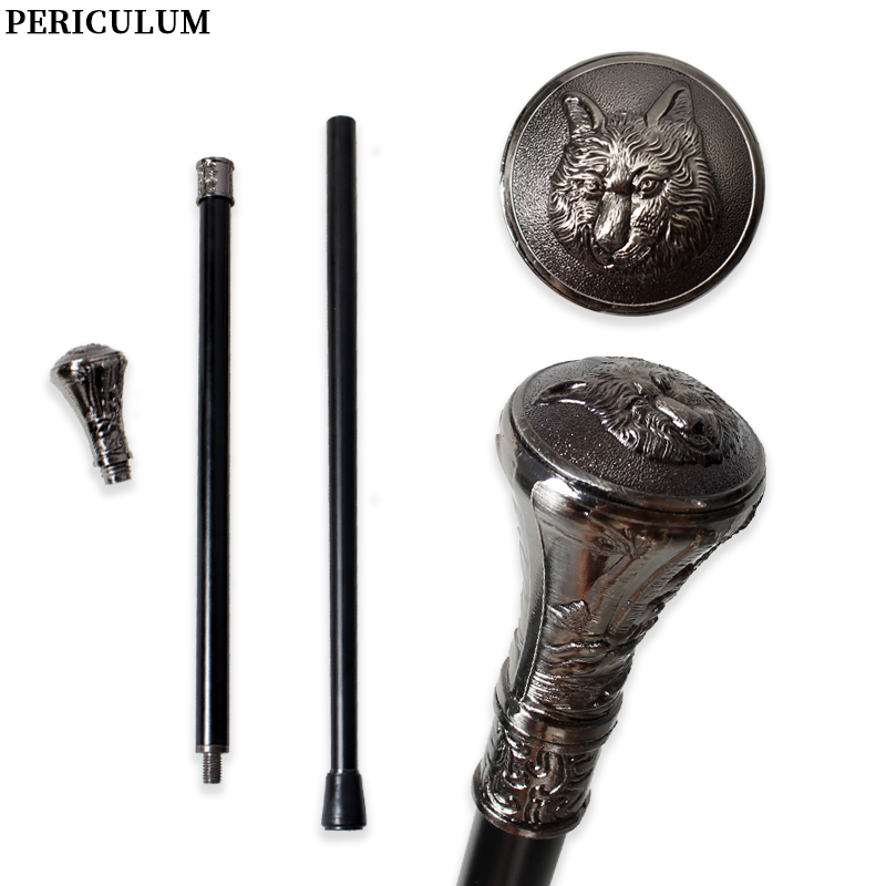 Detachable Cosplay Prop - Antika Gümüş Kurt Başı Oymalı Yürüme
