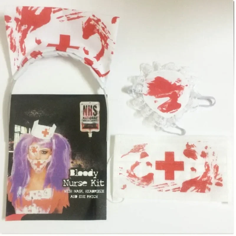 Cosplay Prop Kit - 3 adet/takım cadılar bayramı kanlı hemşire