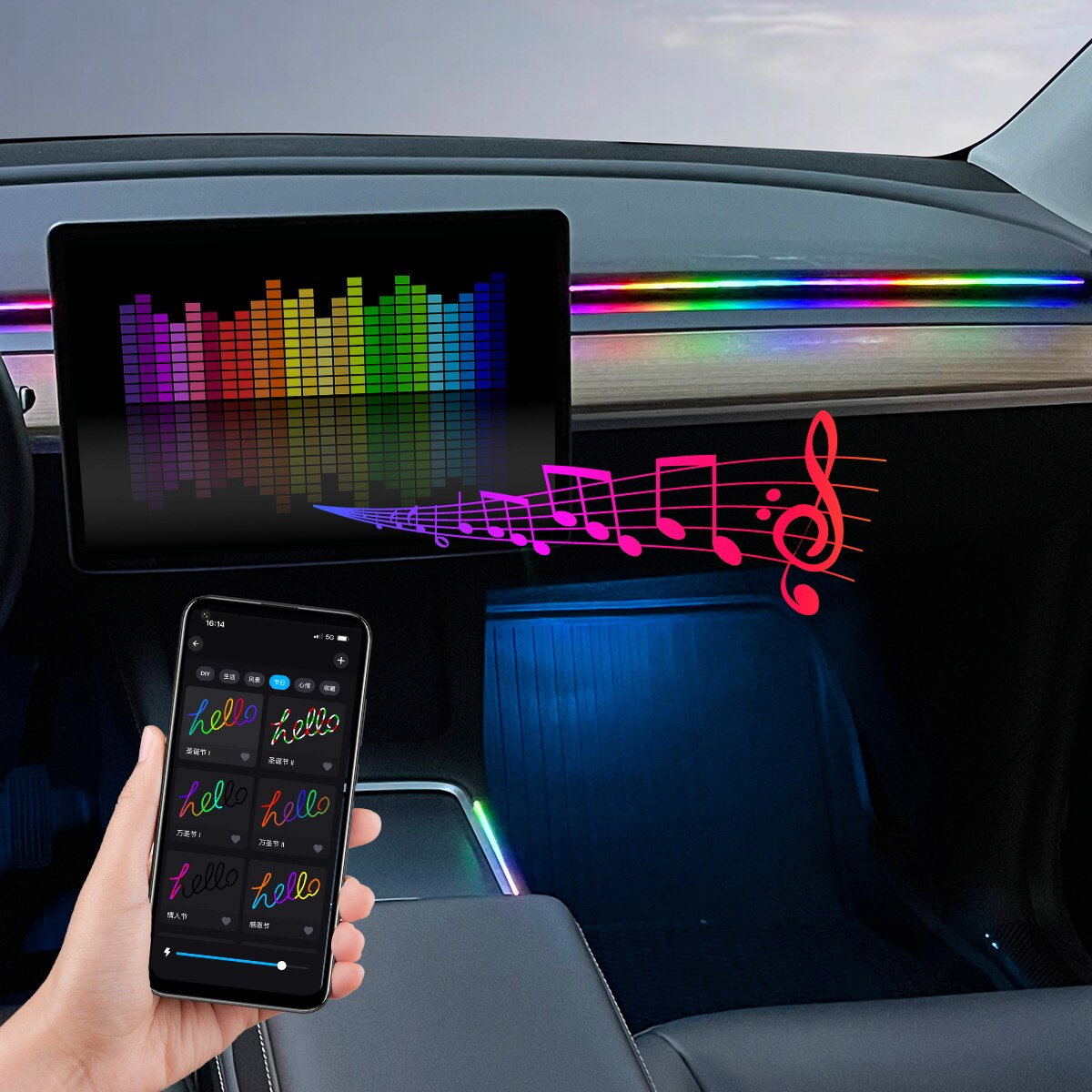 Araba LED ortam ışığı USB 64 r - Led El Wire incelemesi ve fiyatı